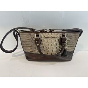 Brahmin Handbag Purse Tote Crocodile Embossed Browns Asher